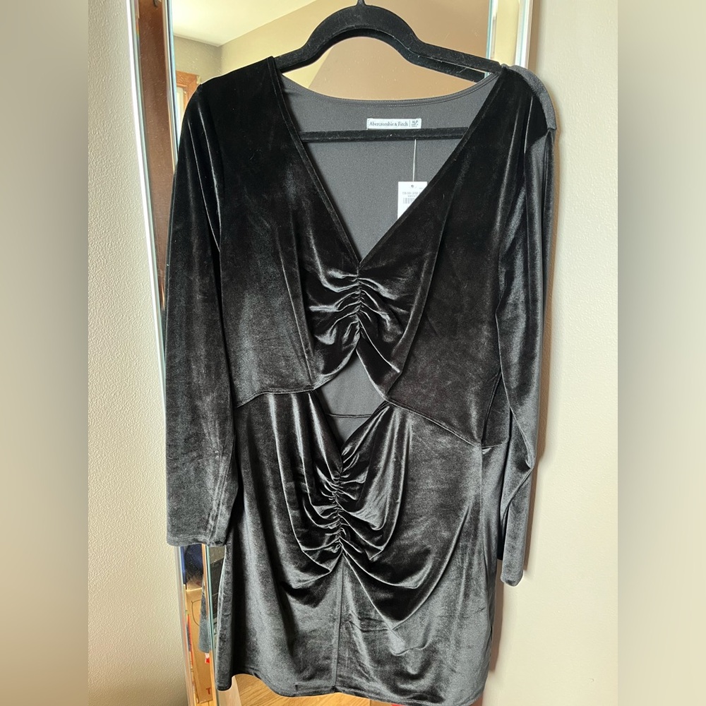 NWT Abercrombie & Fitch Ruched Velvet Mini Dress